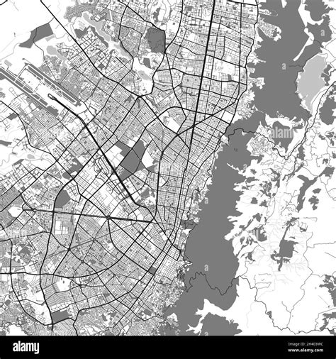 Urban city map of Bogota. Vector illustration, Bogota map grayscale art poster. Street map image ... - street map of bogota colombia