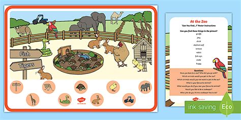 At the Zoo Can You Find...? Poster and Prompt Card Pack