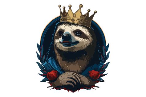 Sloth King Vector Illustration Afbeelding door BreakingDots · Creative ...