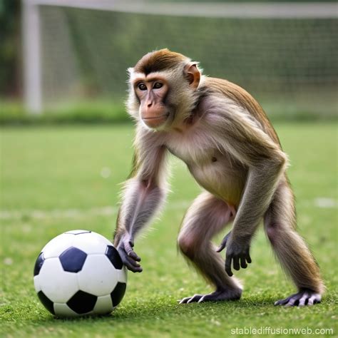 Calm Monkey Playing Football | Stable Diffusion Online