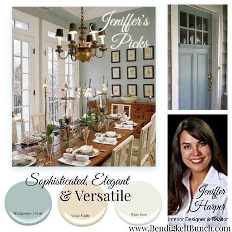 Benjamin Moore Wedgewood Gray, White Dove and Navajo White