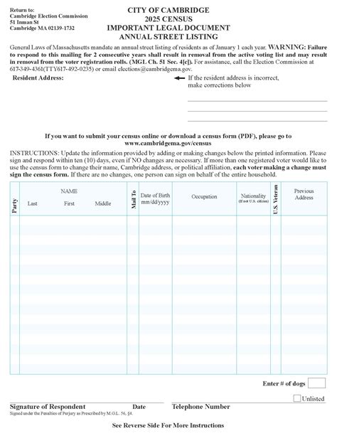 Complete and Return Your 2025 Annual City Census