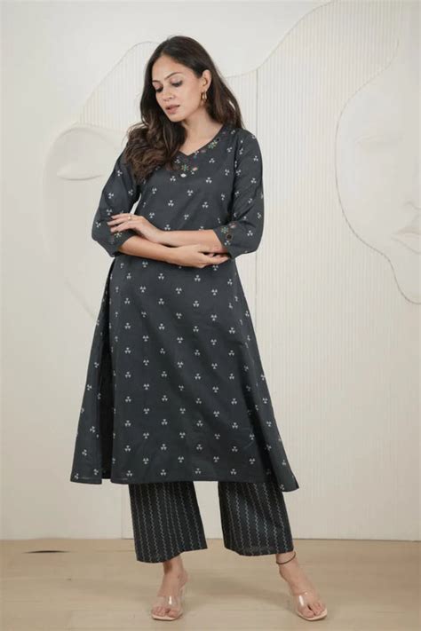 Naisha K 1007 Handloom Mirror Work Kurti Pant Set - Amrah Wholesale