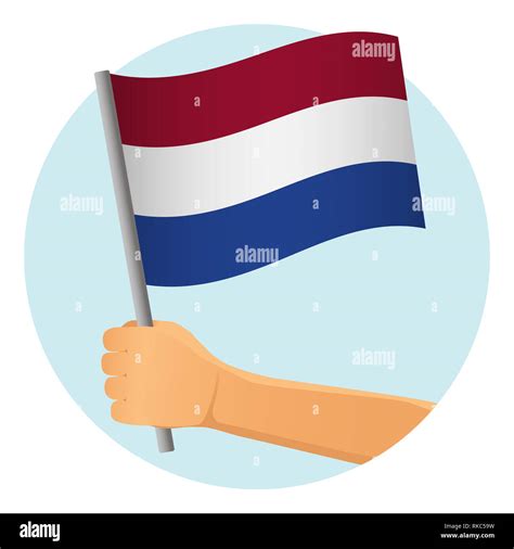 Netherlands flag in hand. Patriotic background. National flag of Netherlands illustration Stock ...