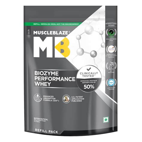 MuscleBlaze Biozyme Performance Whey Protein Powder, Magical Mango (1kg ...