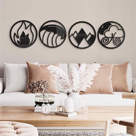 Wall decoration Four Elements - Fire Water Earth Air (4 parts) | wall ...