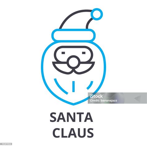 Santa Claus Thin Line Icon Sign Simbol Illustation Konsep Linear Vektor ...
