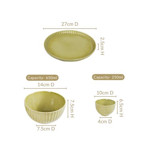 Costola Olive Green 16 Piece Dinner Set For 6 Online - Premium Dinner ...
