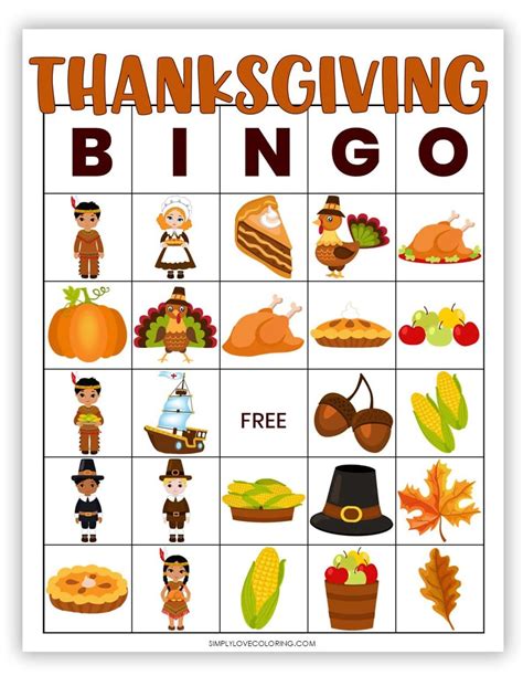 Thanksgiving Bingo Cards (Free PDF Printables) - Simply Love Coloring