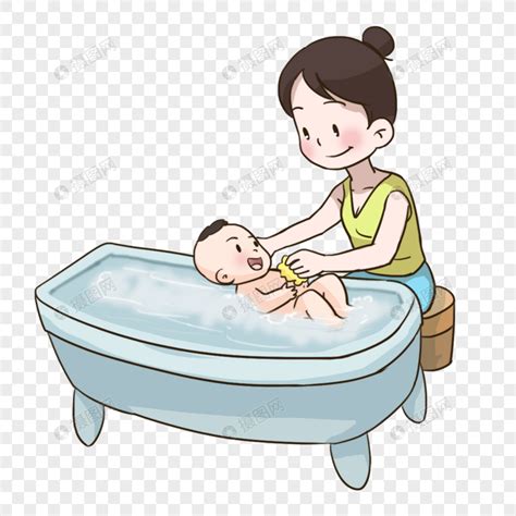 妈妈给小孩洗澡元素素材下载-正版素材401527786-摄图网