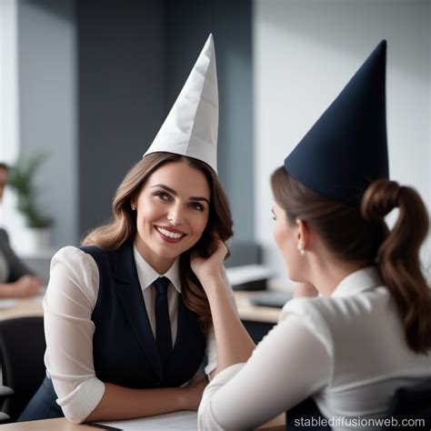 Office Worker with Dunce Hat Ignored by Colleagues | Stable Diffusion ...
