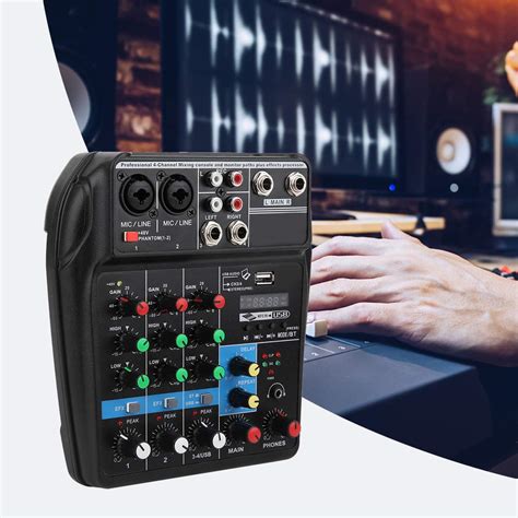 4 Channel Mixer, 48V Phantom Power 4 Channels Audio Mixer for Condenser ...