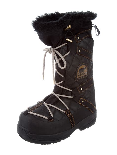 Sorel Quilted Leather Snow Boots - Black Boots, Shoes - WSORL20293 ...