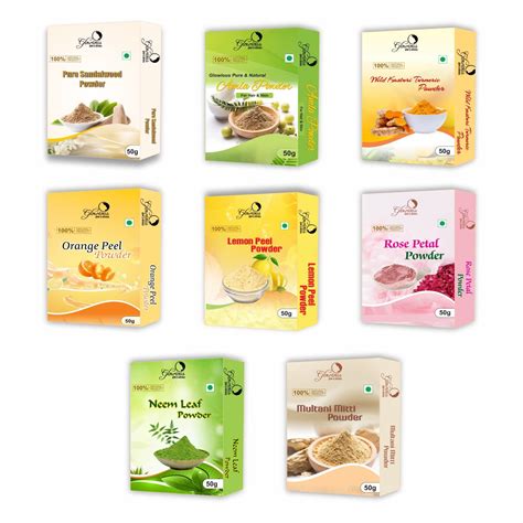 Glowious Skin Care Combo Pack - 8 Natural Powders (Sandalwood, Orange ...