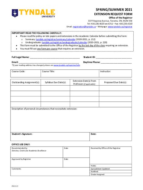 Fillable Online undergraduate studies winter 2021 extension request ...