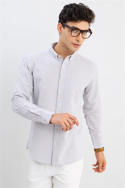 Buy Men's Trig Grey Linen Shirt Online | SNITCH