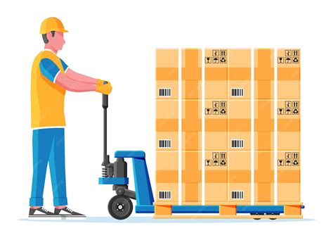 Hand pallet truck with cardboard boxes isolated | Premium Vector