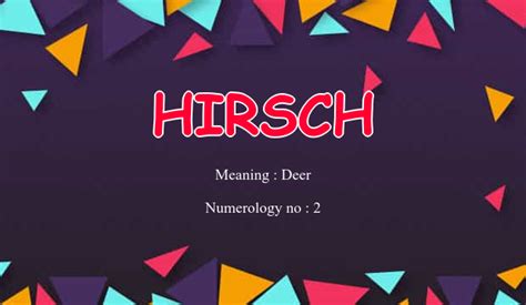 Hirsch Name Meaning