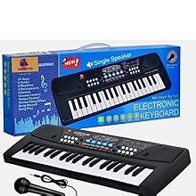 Piano with Mic 37 Keys 8 Rhythms 8 Tones 6 Demos Portable Electronic ...