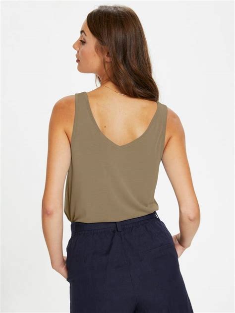 Soaked In Luxury Columbine V-Neck Vest Top, Neutral