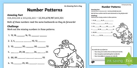 KS1 - Primary Resources - Number Patterns Worksheet