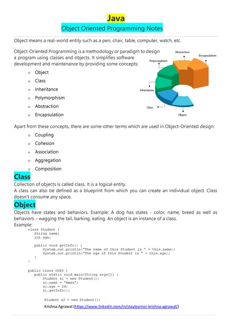 Java1 - jntuh notes - Java Object Oriented Programming Notes Object ...