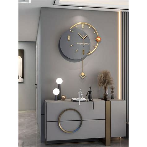 Buy The Art House CL110 68 x 52cm Grey and Gold Round Metal Wall Clock ...