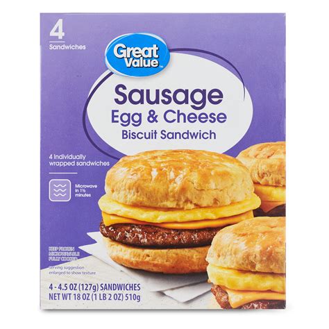 Great Value Biscuit Sandwiches Sausage Egg And Cheese, Size | Fig App