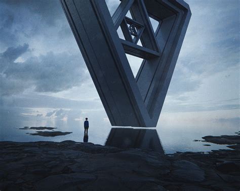 Download wallpaper 1280x1024 man, lake, triangle, levitation, fantasy ...