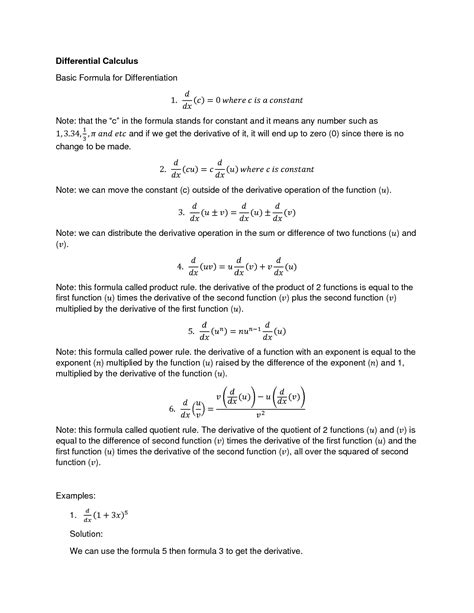 Image result for Basic Derivative Formula