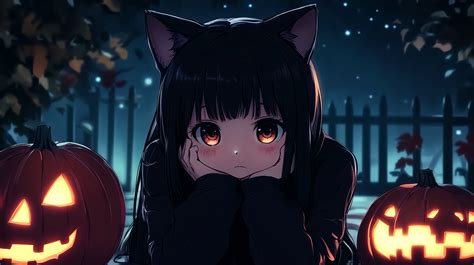 Anime Girl Halloween Night Moon 4k 8601m Wallpaper Pc Desktop