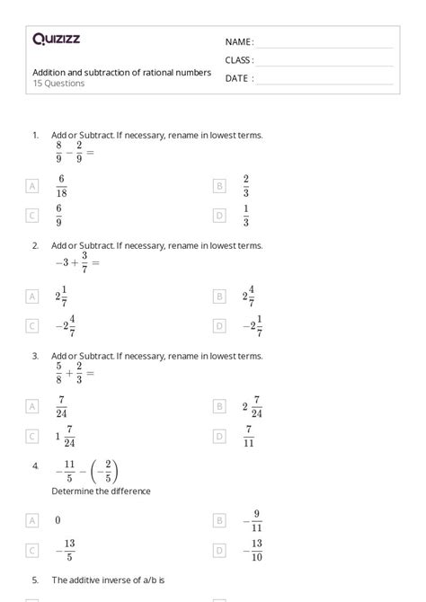 50+ Subtraction and Missing Numbers worksheets for 7th Class on Quizizz ...