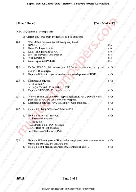 Robotic Process Automation (Elective I) MCA Sem 2 Exam Notes 2024 - Studocu