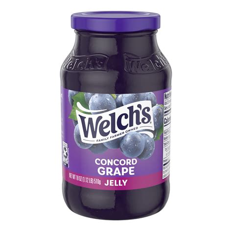 Welch's Grape Jelly 18 oz Jar with Concord Fruit Flavor for Breakfast ...