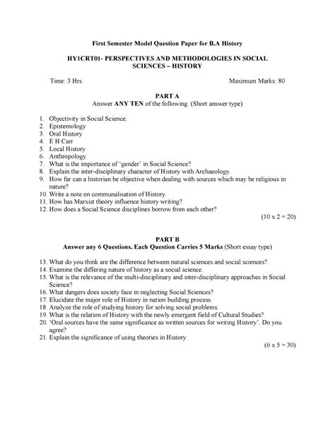 BA History Perspectives AND Methodologies IN Social - First Semester ...
