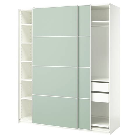 PAX / MEHAMN wardrobe with sliding doors, white/double sided light ...