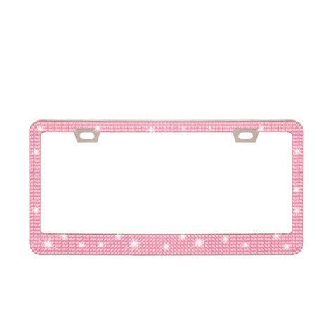 Stick-on Crystals Number Plate Frame, US Standard Acrylic Diamond Lice ...