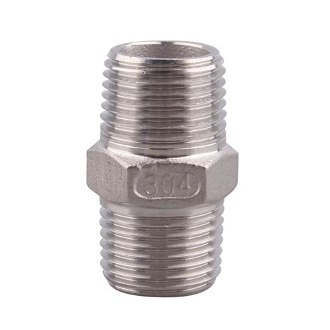 Hex Nipple 1/2 Inch Male NPT - DERPIPE Stainless Steel 304 Threaded ...