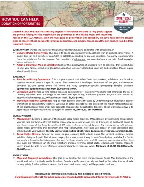 Fillable Online glo texas Sponsorship Opportunities & Giving Levels ...