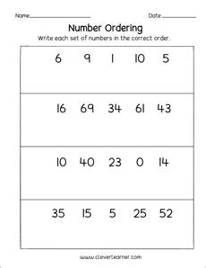 Free and fun number ordering printables for preschool and kindergarten children