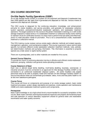Fillable Online CEU COURSE DESCRIPTION On-Site Septic Facility ... Fax ...