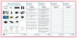 Computer Parts | Basic Computer Terms Worksheet | Year 3-4