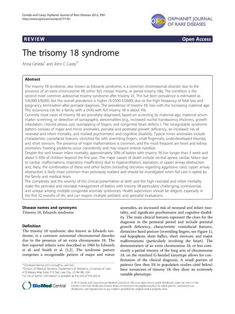 Trisomy 18 Syndrome Treatment at Lilly Hoover blog