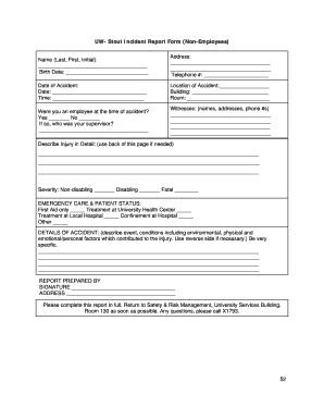 Uw Stout Incident Accident Form - Fill Online, Printable, Fillable ...