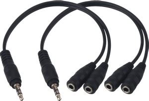FOX MICRO Black Headphone Splitter For Computer 3.5mm Female to 2 Dual ...