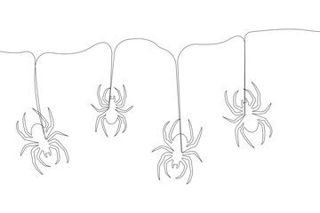 Handdrawn spider web continuous line art drawing halloween concept ...