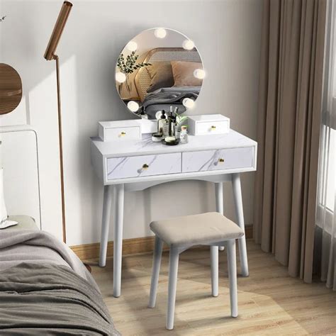 Wooden Bazar Ayrial Vanity dressing table with mirror with stool with ...