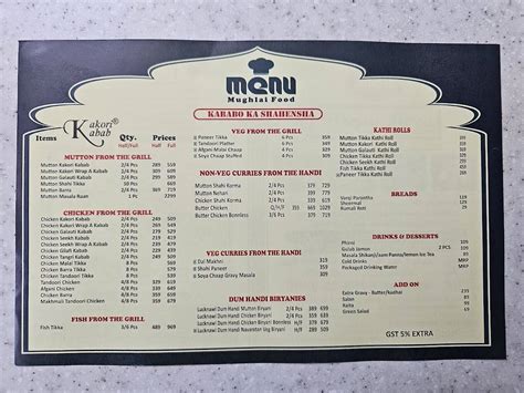 Menu at Alkauser Mughlai Food, New Delhi