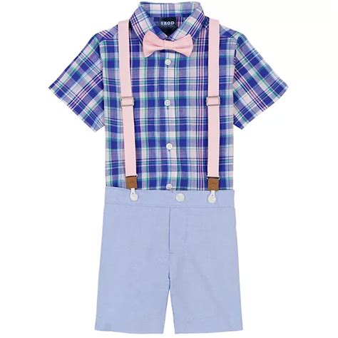 Toddler Boy IZOD Gingham Short Sleeve Button-Down Shirt, Woven Shorts ...