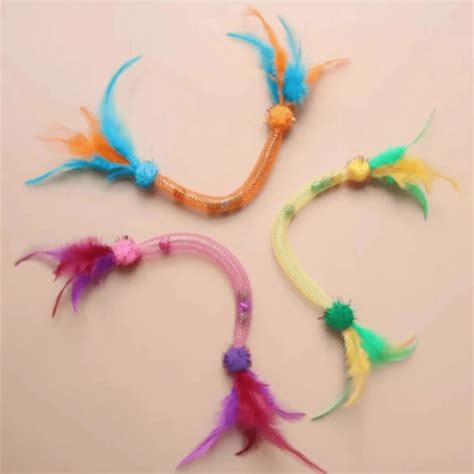 Cat Bungee Cord Toy Catnip Feather Cat Tease Stick Pet Retractable ...
